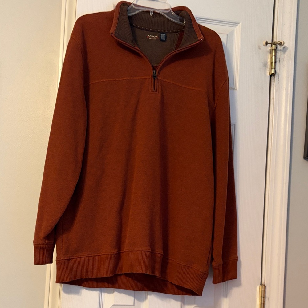 American Eagle Outfitters Men's Brick Zip-Up Sweater